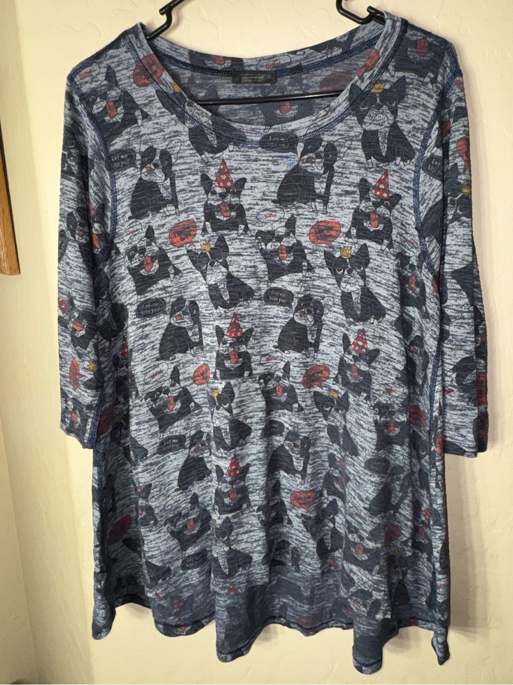 iNoah Made in USA Size S Blue Boston Terrier Dog Print Swing Tunic Top Shirt by